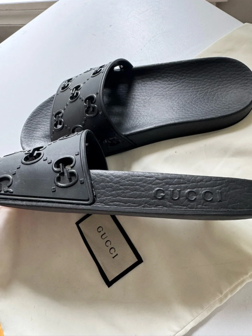 Gucci Black Women's GG Embossed Slide Sandals - Picture 3 of 8